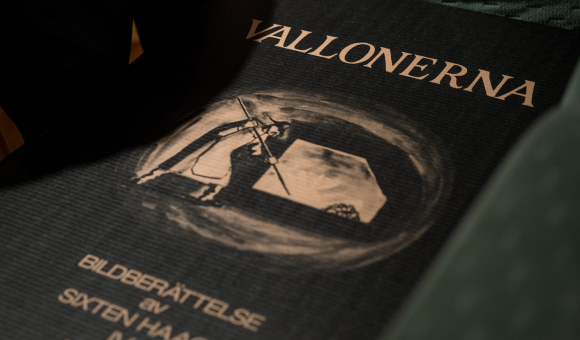 Page de garde de la collection de lithographies « Wallons de Suède » à la Bibliothèque Jernkontoret à Stockholm © J. Van Belle - WBI