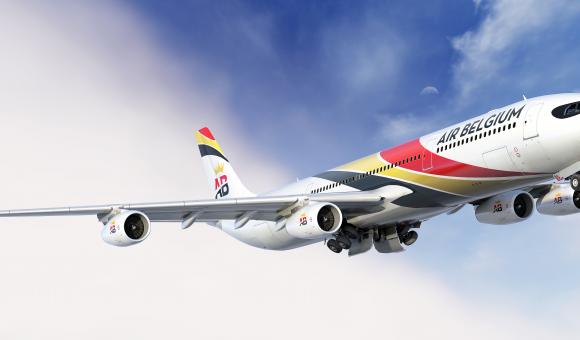 Air Belgium take off at Charleroi