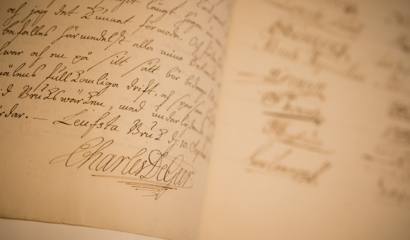 Lettre signée par le propriétaire du bruk, Charles de Geer – Archives Nationales d’Uppsala © J. Van Belle – WBI